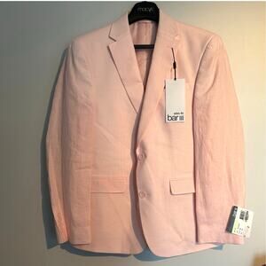 NWT Bar III Men’s Slim Fit Pink Linen Suit Jacket Blazer – Size 40S